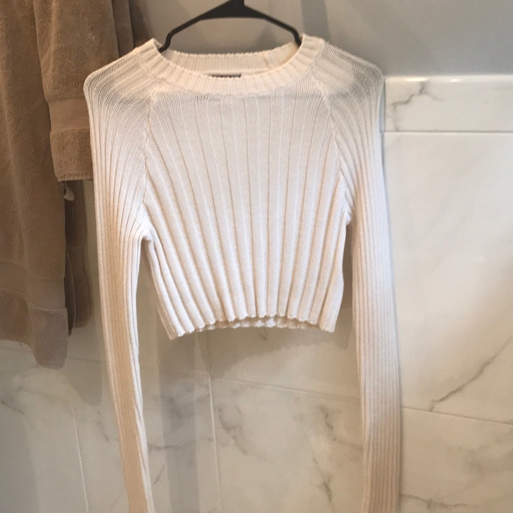 BDG Urban Outfitters Cream Ribbed Crop Sweater